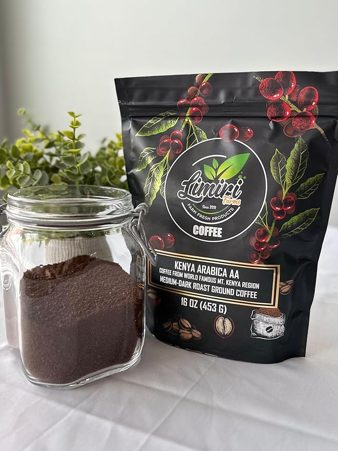 Limiri Kenya Arabica AA Coffee Medium-Dark Roast Ground Coffee Mt. Kenya Region 16 oz (453 g)