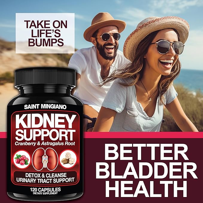 Kidney Support Cleanse Detox &amp Repair -120 Capsules - Cranberry &amp Astragalus Root Pills for Women and Men | High Strength Stone Remover Supporting Urinary Tract &amp Bladder Health