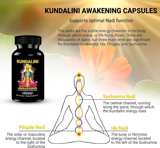 KUNDALINI AWAKENING Herbal Supplement – Ayurvedic Herbal Blend with Ashwagandha Bacopa Tulsi and Haritaki – Supports Spiritual Growth Chakra activation Meditation &amp Higher Consciousness.