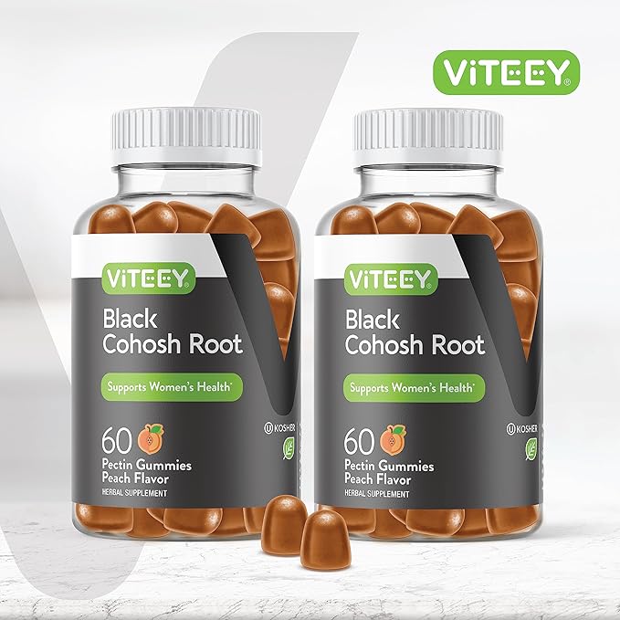 Viteey Black Cohosh Root Gummies - Menopause Relief for Hot Flashes and Night Sweats - Vegan Gluten Free Non-GMO - 120 Count