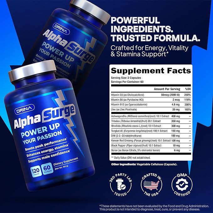 Pills for Men Fast Acting - Male Enhancing Supplement Testosterone Booster - Blood Flow Libido Size Girth Hardness Stamina Enlargement Growth - Natural Performance Enhancer - 2 Month Supply