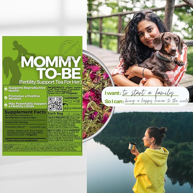 Fertility and Pregnancy Support Loose Leaves Tea For Her w/ Alfalfa Nettle Leaf | Organic Herbal Tea | 2 oz (57 gram) | Decaf Vegan Healthy Zero Caffeine Herbs No Natural or Artificial Flavors