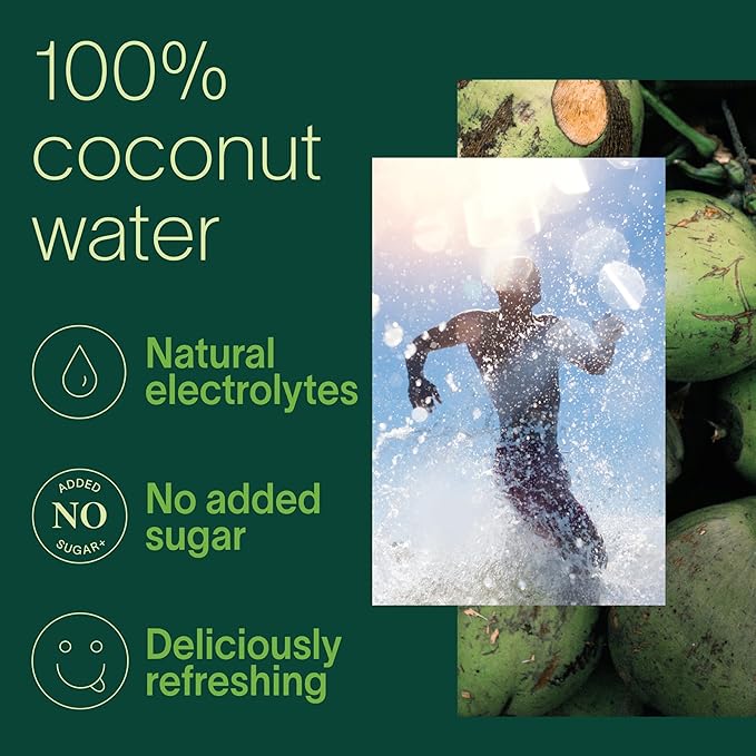 Zico 100% Coconut WaterNO added SugarRefreshingly DeliciousHydration with Electrolytes16.9 Fl Oz(Pack of 24)