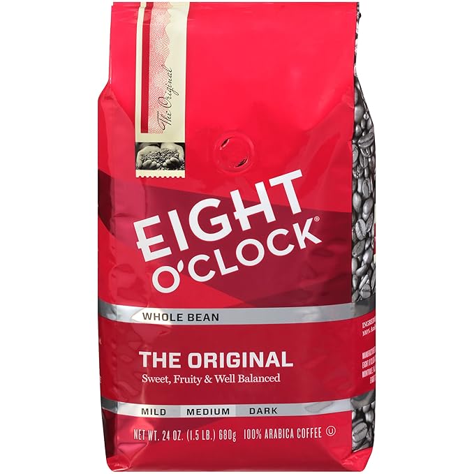 Eight O'Clock Coffee The Original Medium Roast Whole Bean Coffee 24 Ounce (Pack of 1) 100% Arabica Kosher Certified