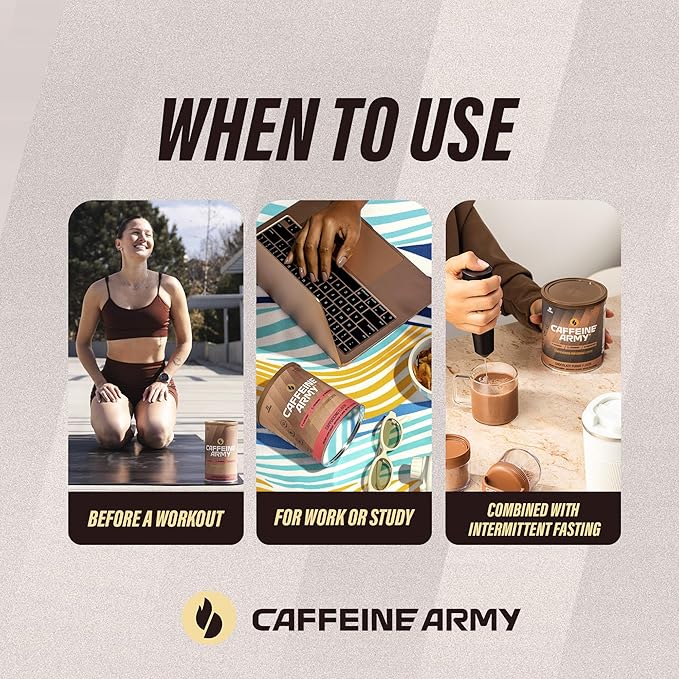 CAFFEINE ARMY Cappuccino | Functional Coffee with Collagen Peptides MCTs CoQ10 and Adaptogens: Clean Energy Supports Daily Attention No Jitters or Crash (7.8 oz 22 Servings)