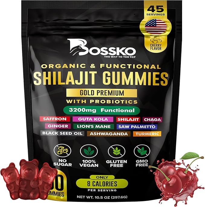 3200 MG Pure Himalayan Shilajit Gummies Organic for Men &amp Women with Probiotics &amp Magnesium Ashwagnadha Chaga Turmeric Fulvic Acid 105+ Trace Minerals I Vegan Non-GMO I Lab Tested I 90 Count