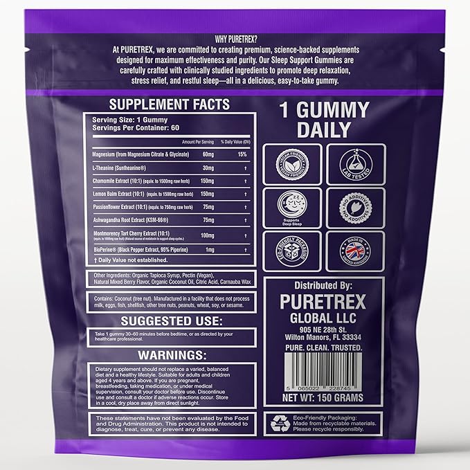 Family Sleep Gummies for Adults &amp Kids – Melatonin-Free Cherry Flavor – Vegan Sugar-Free Natural Calming Blend with Magnesium L-Theanine Chamomile &amp Ashwagandha – 60 Gummies