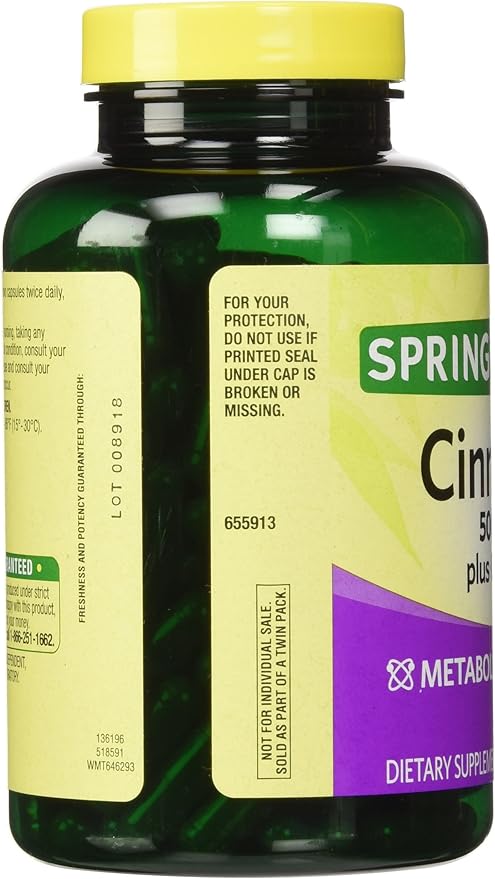 Spring Valley - Cinnamon 500mg Plus Chromium Twin Pack 2 Bottles of 180 Capsules