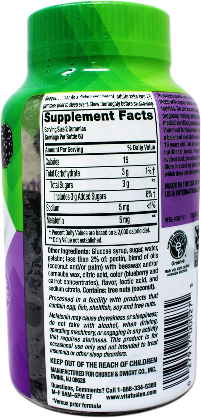 Vitafusion Extra Strength Melatonin 5mg 120 Gummies (Pack of 3)