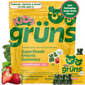 Gruns Multivitamin for Kids Sugar-Free Super Greens Superfood Gummy Bears with 20 Vitamins &amp Minerals Alfalfa Spirulina Chlorella Prebiotics Fiber for Digestive Health Adaptogens 28 ct