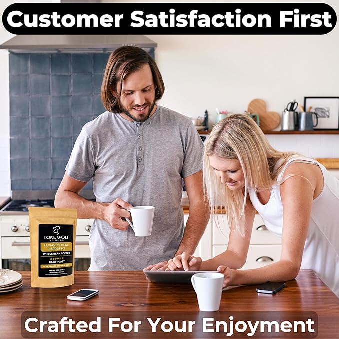 Lunar Eclipse Espresso - 2-Pack - Freshly Roasted After Your Order – Specialty Grade Low Acid Artisanal Dark Roast Whole Bean Coffee No Bitterness Ethically Sourced - Pack of 2 (12 Ounces Each)