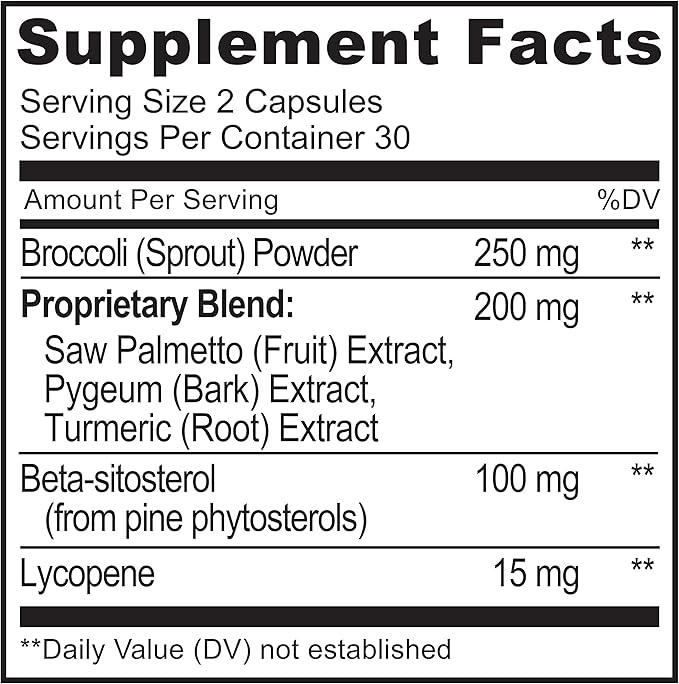 NATURELO Prostate &amp Urinary Health Comprehensive Formula with Saw Palmetto Pygeum Tumeric Plant Sterols Broccoli and Lycopene 60 Vegetarian Capsules