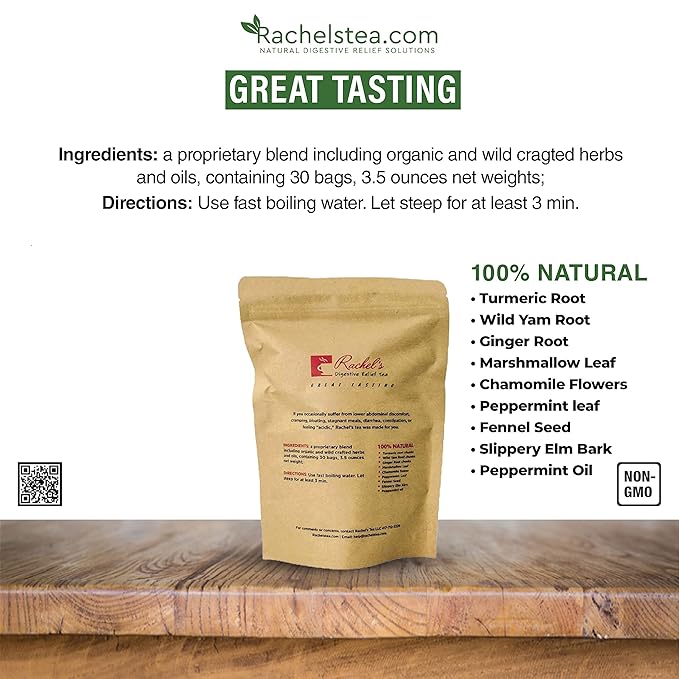 (120 Bags/240 Cups) Rachel’s Tea: Turmeric Wild Yam Ginger Marshmallow Chamomile Peppermint Fennel Slippery Elm