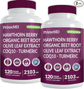 26-in-1 Nitric Oxide Supplement - Heart &amp Circulation Support with CoQ10 Turmeric Organic Beet Root Hawthorn Berry &amp Garlic - 2103mg per Serving (120ct Pack of 2)
