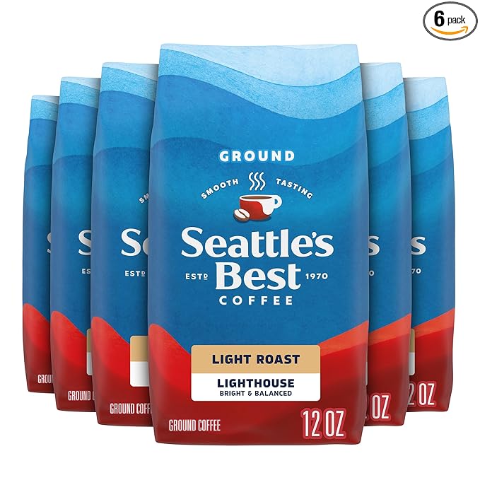 Seattle’s Best Coffee Light Roast Ground Coffee Lighthouse 100% Arabica 6 Bags (12 oz Each)