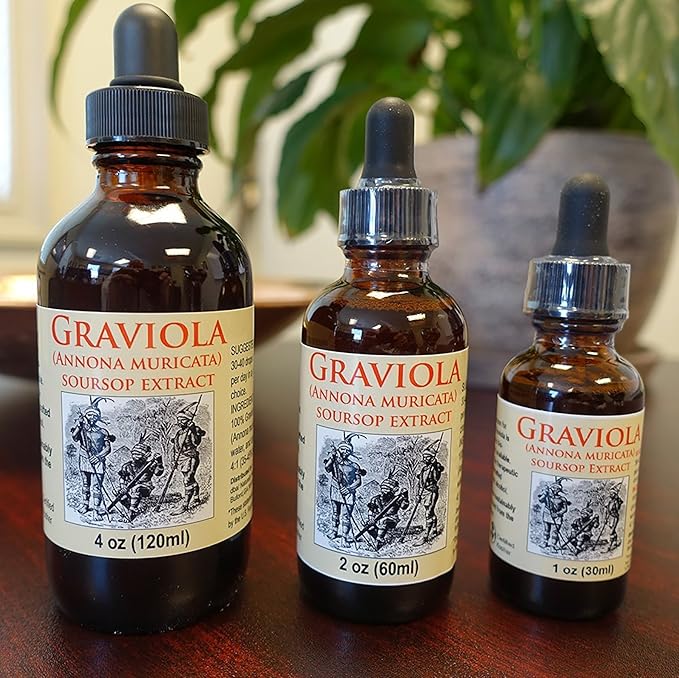 Organic Graviola Liquid Soursop Extract 4 oz Wildcrafted Tincture (Annona Muricata) : Immune System Booster (4oz)