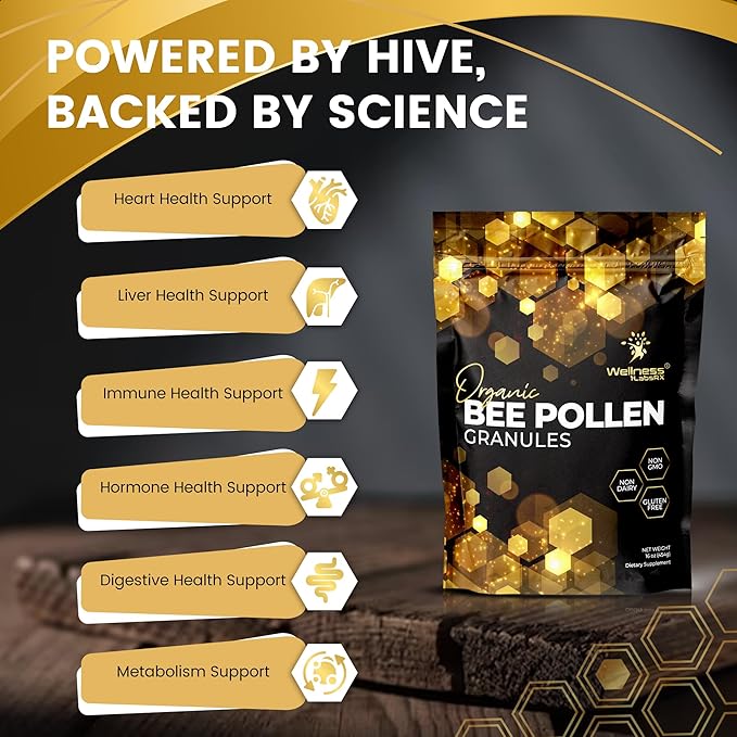Organic Bee Pollen Granules 2 Lbs - Bee Pollen Supplement Super Food Packed with Proteins Vitamins &amp Minerals Gluten-Free - Immune Support Energy Boost and Digestive Wellness USA Made 2 Packs