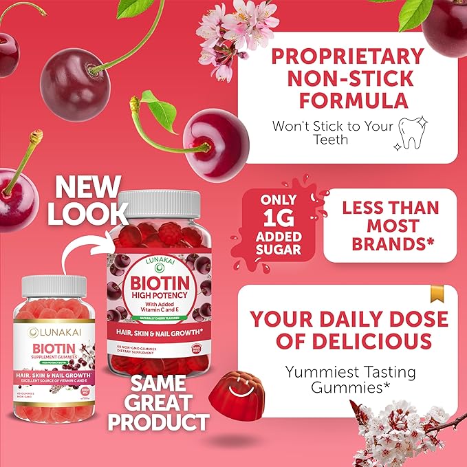 Lunakai Collagen Biotin and Vitamin B12 Bundle - Anti Aging Supplements for Men &amp Women with VIT C for Hair Skin and Nails Growth Methylcobalamin 3000mcg Organic Gummy - Non-GMO Vegan Supplemen