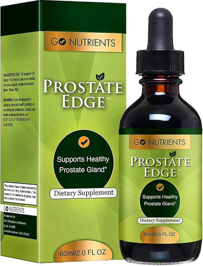 Go Nutrients Prostate Edge - Saw Palmetto &amp Pygeum Extract Supplement for Men’s Prostate Health &amp Relief - Organic Liquid Drops to Support Urinary Flow Bladder Comfort &amp Vitality – 2oz