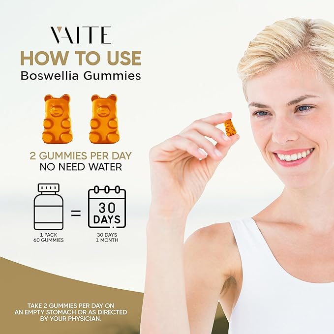 VAITE Boswellia Serrata Extract Gummies 1200mg – Joint Support Supplement with Indian Frankincense Boswellic Acid and Botanical Resin Extract Vegetarian for Women and Men Non-GMO Gluten-Free