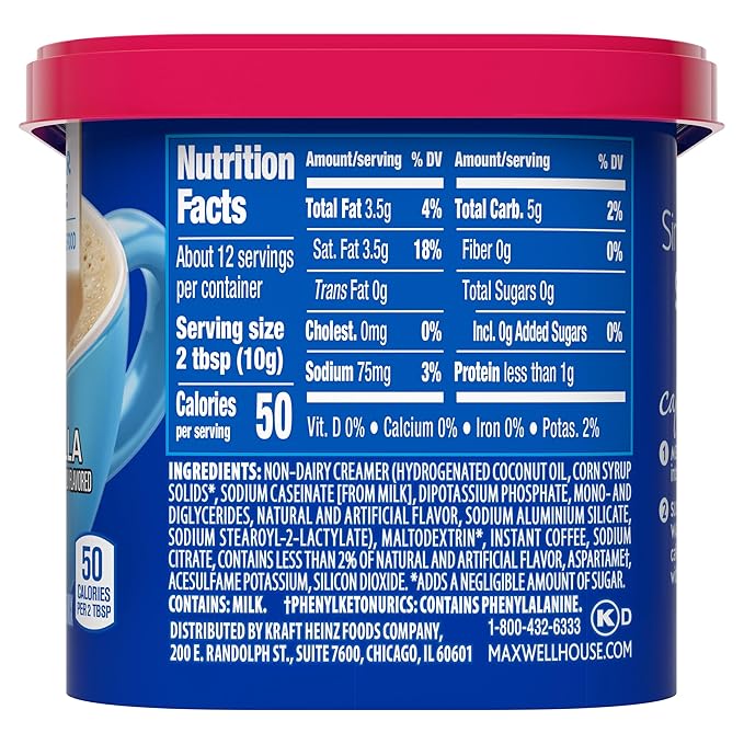 Maxwell House International Sugar-Free French Vanilla Café-Style Instant Coffee Beverage Mix 4.3 oz. Canister