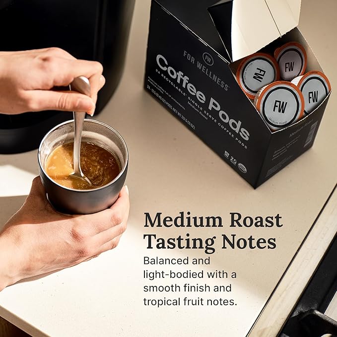 For Wellness Arabica Coffee Pods (24 Pods Medium Roast) – Pair With The Good Stuff to Supercharge Your Coffee