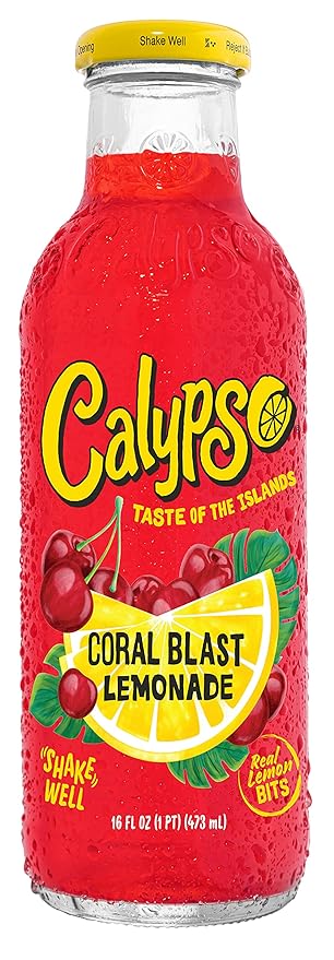 Calypso Lemonade 6 Flavor Variety Pack Made with Real Fruit 16 Fl Oz Glass Bottles (Pack of 6)