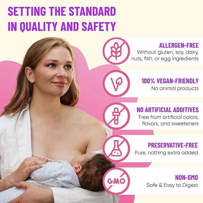 Mama's Select Organic Goat’s Rue Capsules for Breast Milk Production – Non-GMO Vegan Gluten- Free Lactation Support Supplement – Safe &amp Effective for Nursing Moms – Third-Party Tested