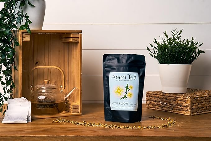 AeonTeä Organic Bamboo Tea Bags (25 Count) - Caffeine-Free Herbal Tea for Daily Beauty Wellness Silica-Rich Bamboo Leaves Smooth &amp Gentle Individually Wrapped