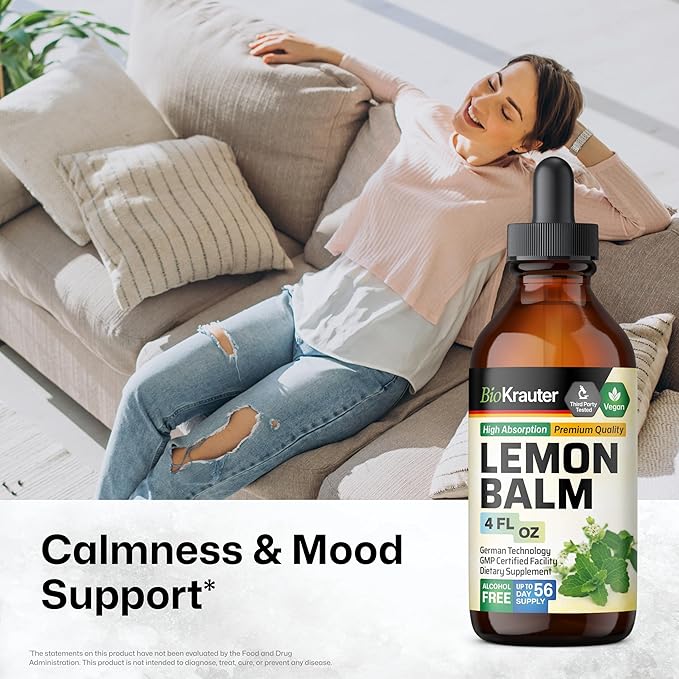 BIO KRAUTER Lemon Balm Tincture 4 Fl. Oz. &amp Passionflower Tincture 4 Fl. Oz.