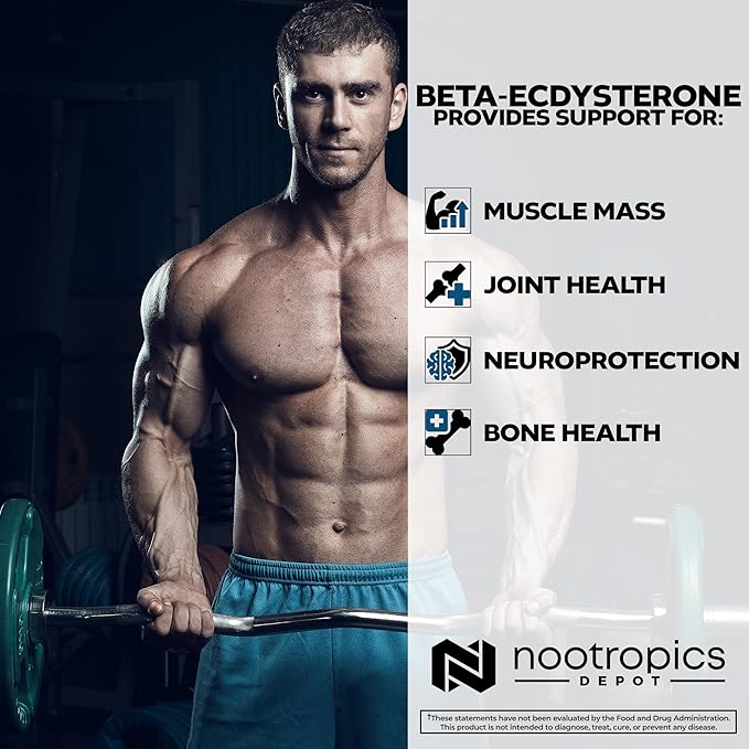 Nootropics Depot Beta Ecdysterone/20-Hydroxyecdysone 50% Tablets | 500mg | Cyanotis Arachnoidea Extract | Phytoecdysteroid | 30 Count