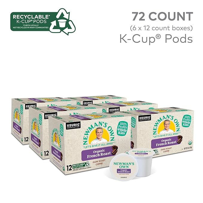 Newman's Own Organics French Roast Keurig Single-Serve K-Cup Pods Dark Roast Coffee 72 Count