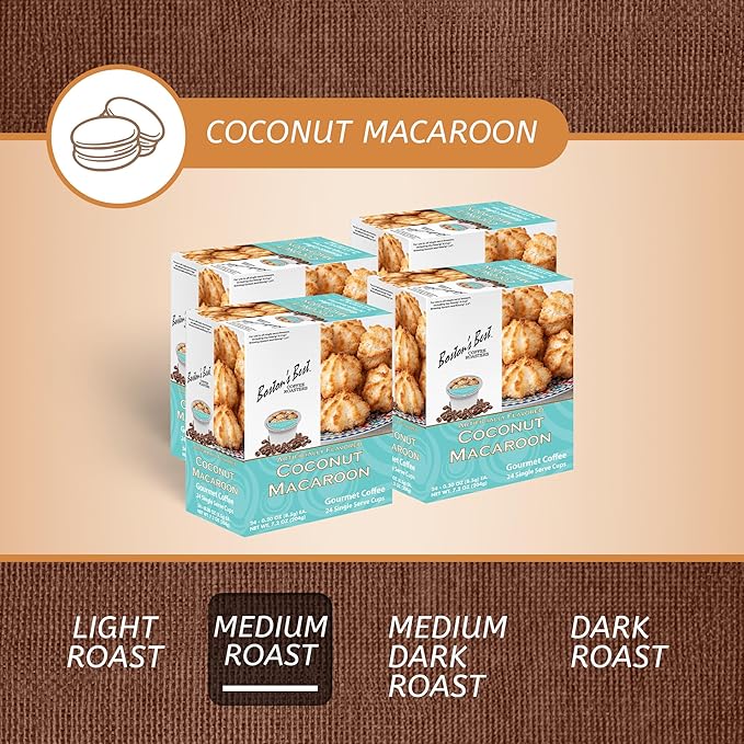 Boston’s Best - Coconut Macaroon Flavored Delicious Gourmet Coffee Compatible with Keurig Coffee Maker 24 Count (Pack of 4)
