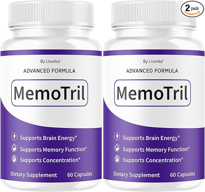 (2 Pack) Memotril Capsules - Official Memo Tril Advanced Brain Health Supplement Support Pills All Natural Formula Memotril Vitamins For Overall Health &amp Wellness Reviews 120 Capsules For 2 Mont