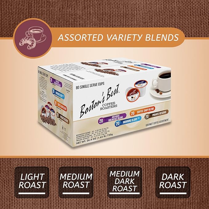 Boston's Best Assorted Variety Blends Single Serve K-Cup Coffee 80 Count (Compatible with 2.0 Keurig Brewers)