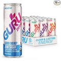 GURU ZERO SUGAR Organic Energy Drinks Variety Pack Clean Energy Drink with Plant Based Natural Caffeine from Green Tea Coconut Water Prebiotic Zero Added sugars Gluten Free and Vegan Pre Workout