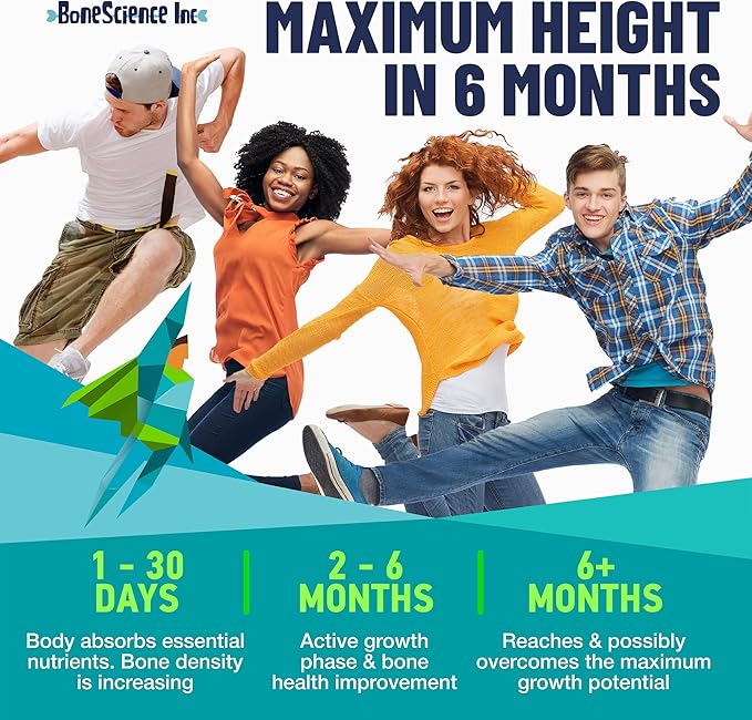 Height Growth Maximizer - Made in USA - Natural Height Increase Booster &amp Bone Growth Pills - Grow Taller Supplement for Adults Teens &amp Kids - Vitamins for Boys &amp Girls to Get Taller