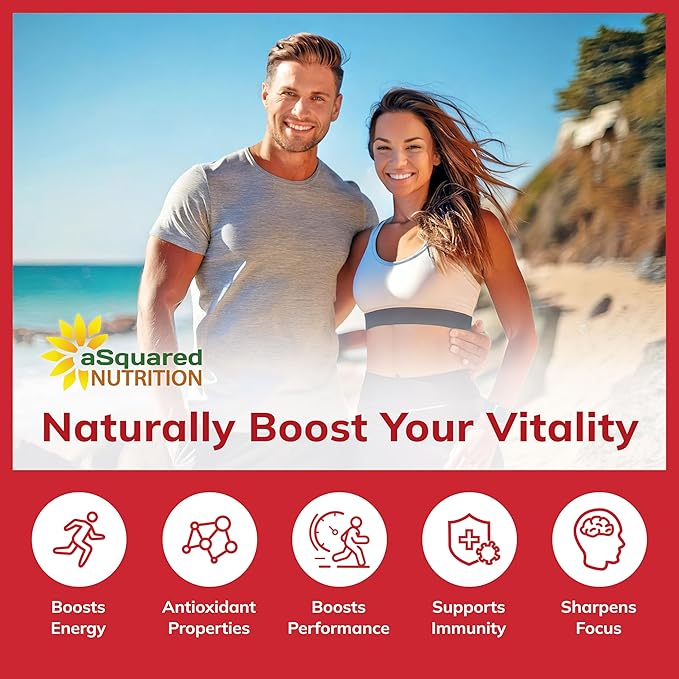 aSquared Nutrition Natural Korean Panax Ginseng (1000mg Max Strength)-90 Capsules Root Extract Complex (Red &amp White) High Dosage Ginsenosides in Seeds Asian Powder SupplementTablet Pills for En
