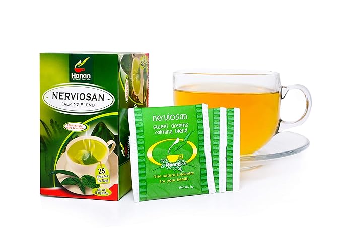 Hanan Peruvian Secrets Nerviosan Herbal Tea | 100% Natural Calming Blend | 25 Tea Bags | Naturally Aids in Relieving Occasional Stress and Tension | Safely Promotes Relaxation