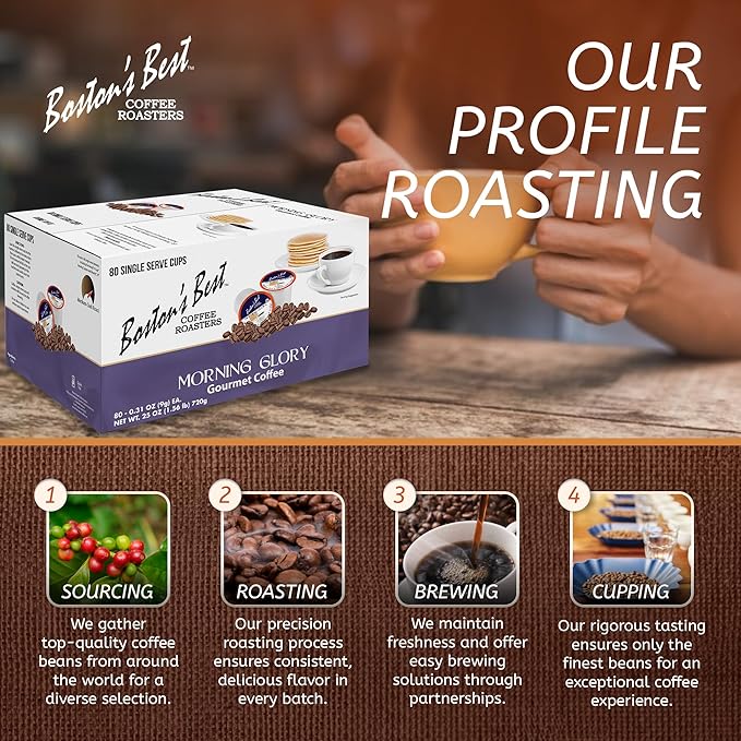 Boston’s Best - Morning Glory Blend Delicious Medium Dark Roast Coffee Gourmet Compatible with Keurig Coffee Maker 1 Count (80 Single Serve Cups)