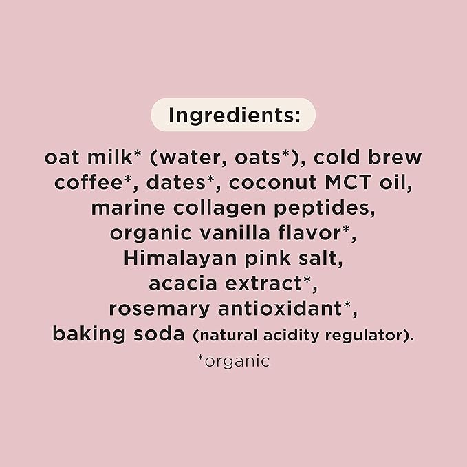 Pop &amp Bottle Oat Milk Lattes - Cold Brew Maca Antioxidants Ashwagandha MCT Oil Collagen Organic Diary Free Gluten Free Lightly Sweetened with Dates - Variety 8 Fl Oz (6 Pack)