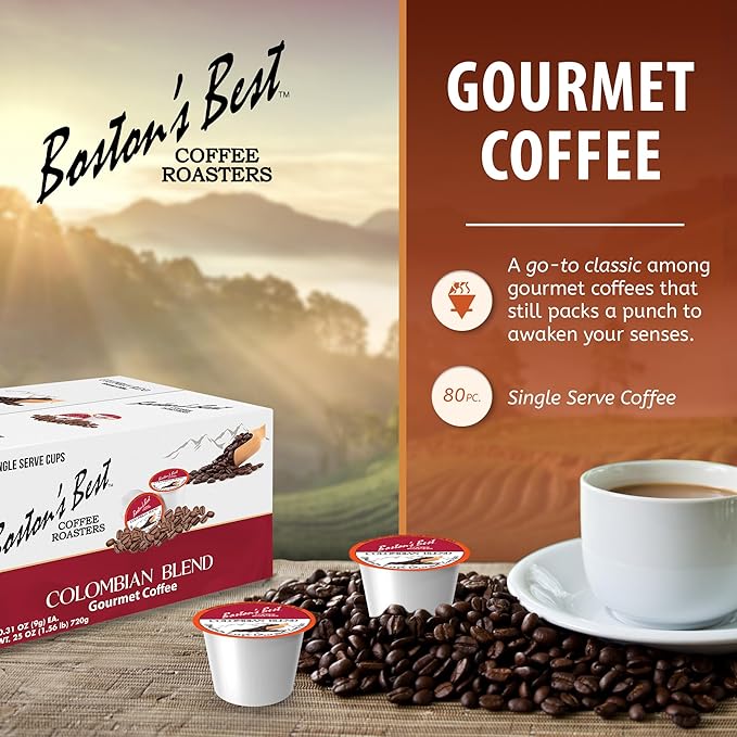 Boston’s Best - Colombian Blend Delectable Gourmet Coffee Bold Medium Roast Compatible with Keurig Coffee Maker - 1 Count (80 Single Serve Cups)