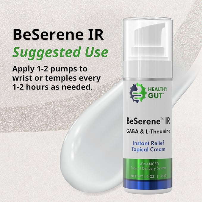 Healthy Gut BeSerene IR | GABA &amp L-Theanine | Instant Relief Topical Cream | 1.9 OZ