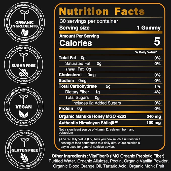 Organic SHILAJIT Gummies by NutroTonic | Shilajit for Men &amp Women | Cane Sugar Free Sweetened by Organic Manuka Honey | Clean Formula | Natural Fulvic &amp Humic Acid | 30 Healthy Gummies (6)
