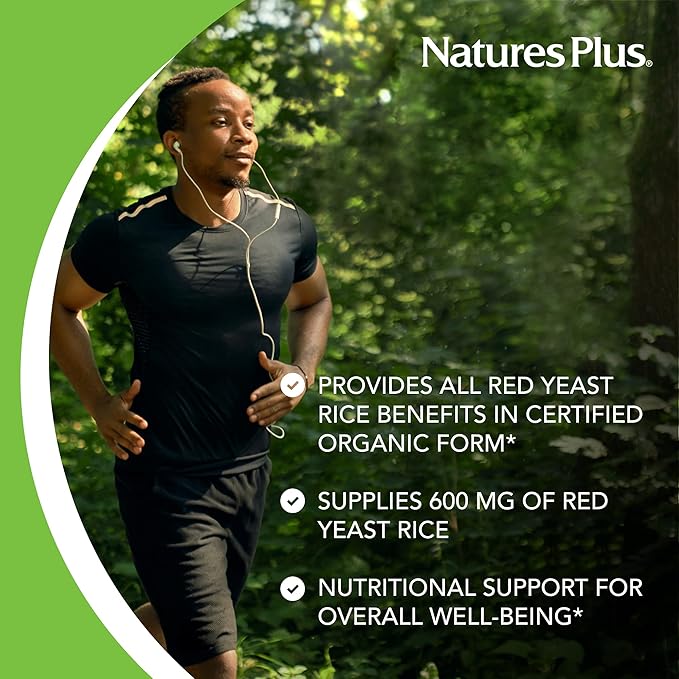 NaturesPlus Source of Life Garden Red Yeast Rice - 60 Capsules - Nutritional and Digestive Support - USDA Certified Organic Non-GMO Vegan Gluten Free - 60 Servings