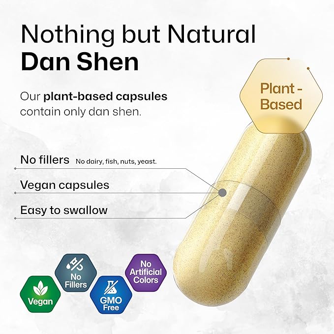 BIO KRAUTER® Dan Shen Red Sage for Circulatory Support - Pure Vegan Dan Shen Supplement (Salvia Miltiorrhiza) 1200 mg per Serving - Antioxidant Herbal Supplement 250 Сapsules 50-Day Supply Non-GMO
