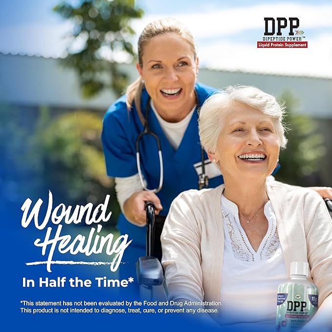DPP Dipeptide Power Wound-Healing 30X More Collagen Dipeptides Than Powder Liquid Protein Supplement Sugar-Free Supports Healthy Tissue Repair Foot Ulcers Cosmetic Surgery (Cherry 32 Fl Oz)