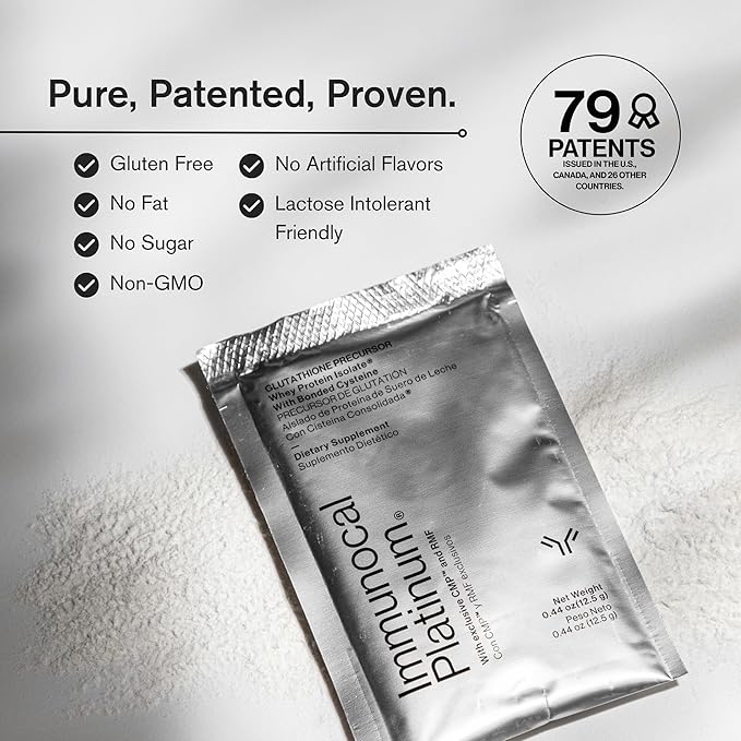 Immunocal Platinum Glutathione Precursor – Whey Protein Isolate Anti-Aging Skin + Cell Renewal Immune Support Detox + Bone Support | Fat and Sugar Free Lactose-Intolerant Friendly | 30 Servings