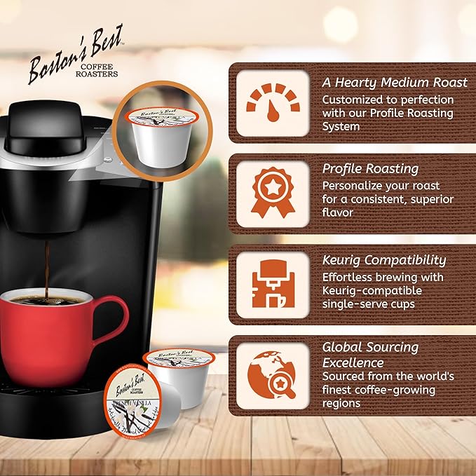 Boston’s Best - French Vanilla Medium Roast Gourmet Delicious Flavored Coffee Compatible with Keurig Coffee Maker 1 Count (80 Single Serve Cups)
