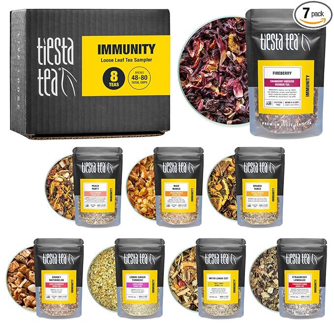 Tiesta Tea - Herbal &amp Rooibos Tea Sampler Dry Flight Set Loose Leaf No Caffeine Blend Makes Hot &amp Iced Assorted Herbal Rooibos Fruit Blends &amp More 8 Resealable Sample Pouches
